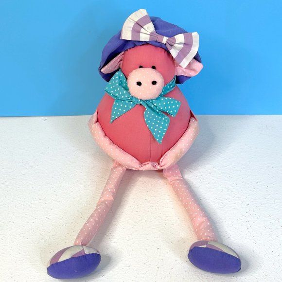 Vintage Russ Flopperoos Ploppy Cloth Country Pig 13" Plush‎ Stuffed Animal Toy - Picture 1 of 4